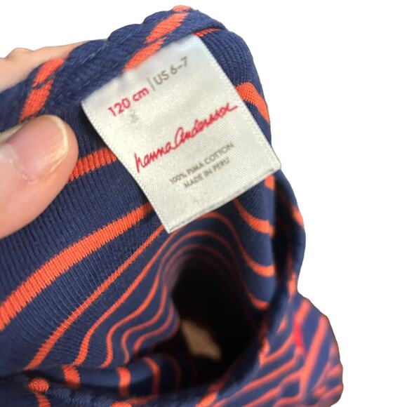 Hanna Andersson Navy and Orange Striped Tee - Picture 3 of 3